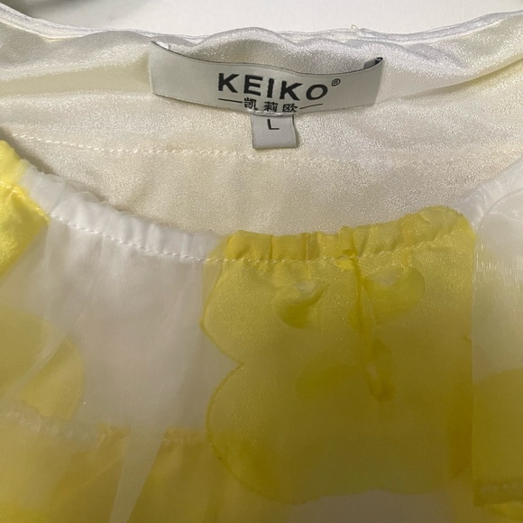 Yellow ruffle sheer babydoll mini dress - Picture 2 of 3